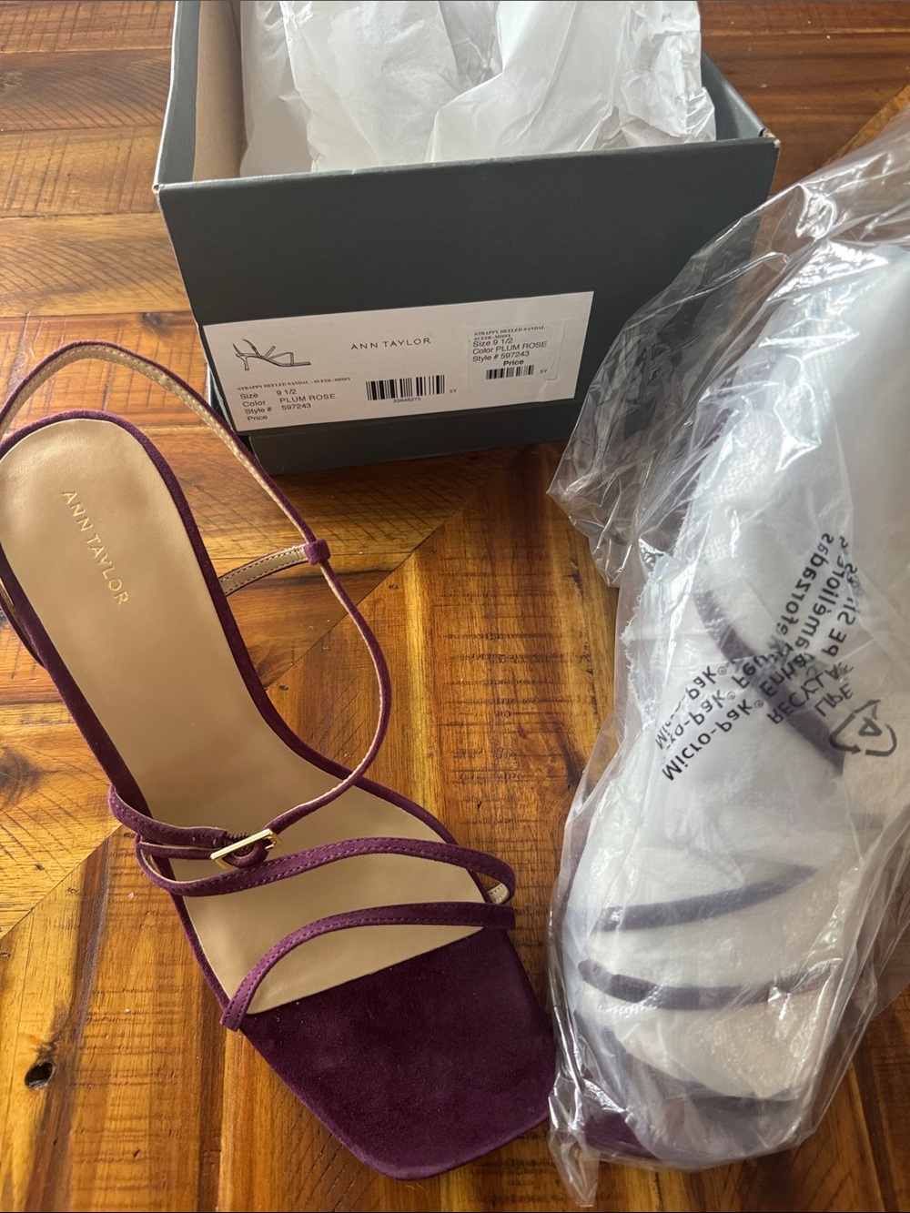 Brand New ANN TAYLOR Suede Strappy Sandal - Plum Rose